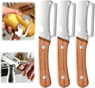 Multi-Functional Vegetable Peeler fo Kitchen: 2 in 1 Stainless Steel Peeler with Wooden Handle and Bottle Opener - Peelers for Potato Pumpkin Pap (Blade Material: Stainless Steel)